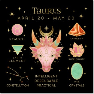 Crystal Zodiac Taurus Collage Posters and Art